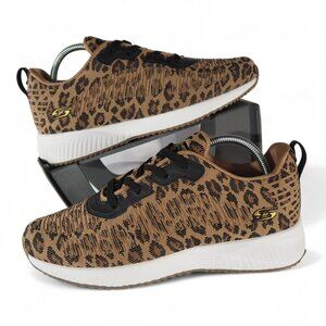 Skechers Bobs Sport Squad 2 Might Cat Leopard Women's 7.5 Brown 117029